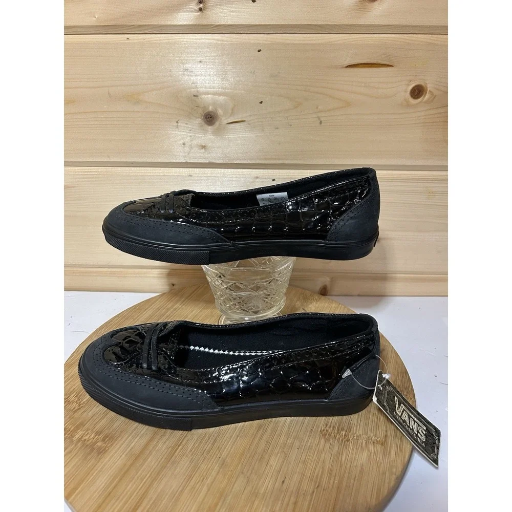 VANS Cassie Patent Leather Croc Black Women's‎ Size 5 NEW!